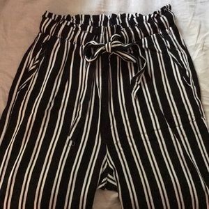 Black and white striped pants
